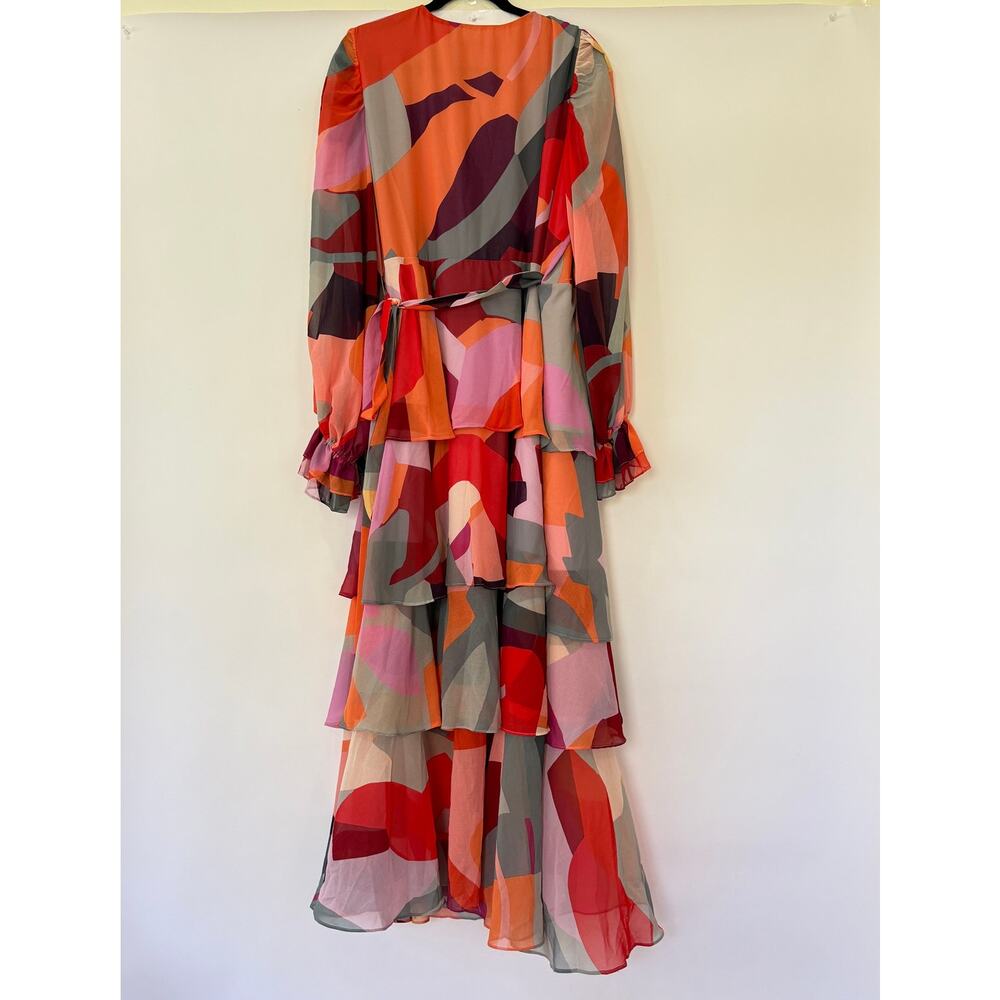 Anthropologie Hutch Long Sleeve V-Neck Wrap Maxi Dress Multicolor Size 1X - Picture 8 of 10